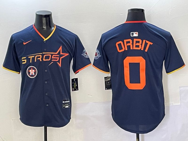 Men Houston Astros #0 Orbit Drak Blue Three generations Joint Name 2025 Nike MLB Jersey style 13->women mlb jersey->Women Jersey